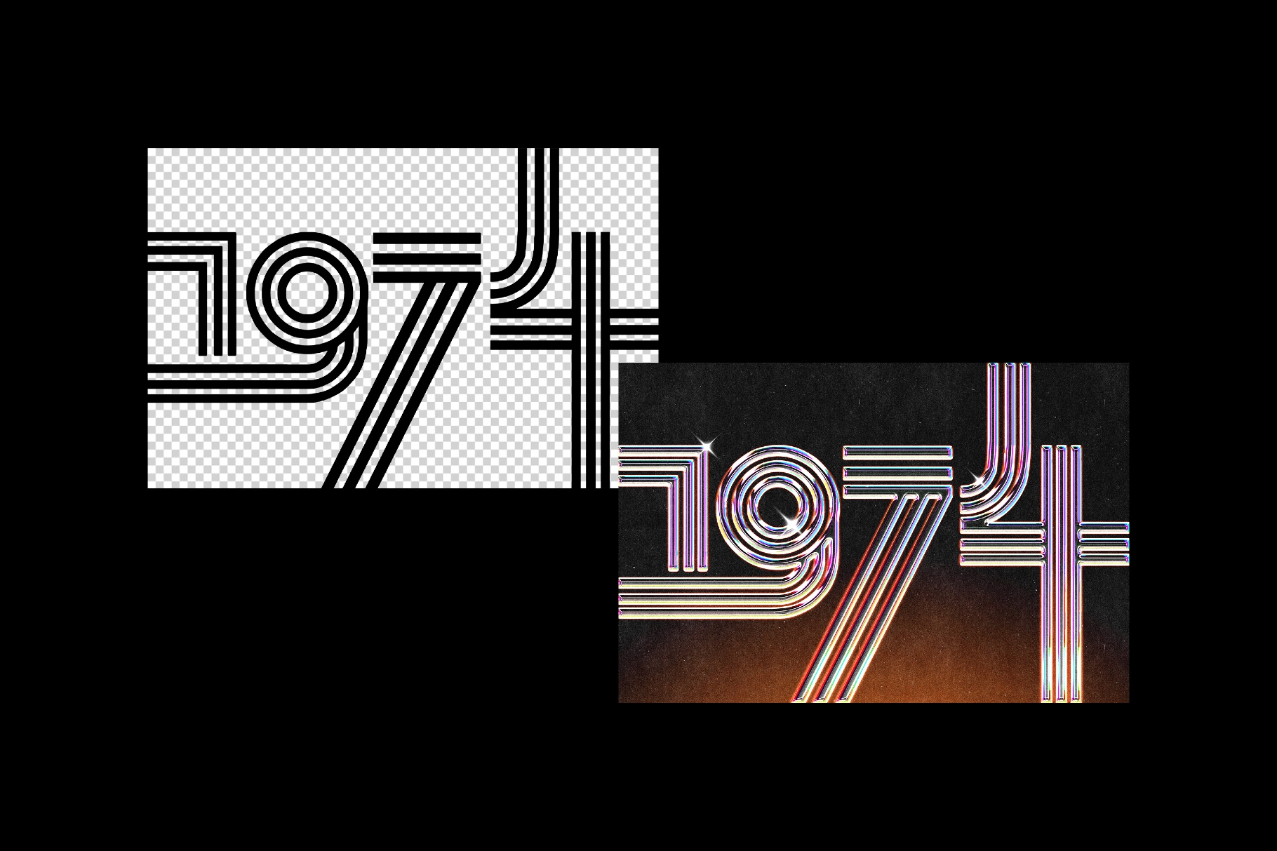 Vivid Retro Style Chrome Effect