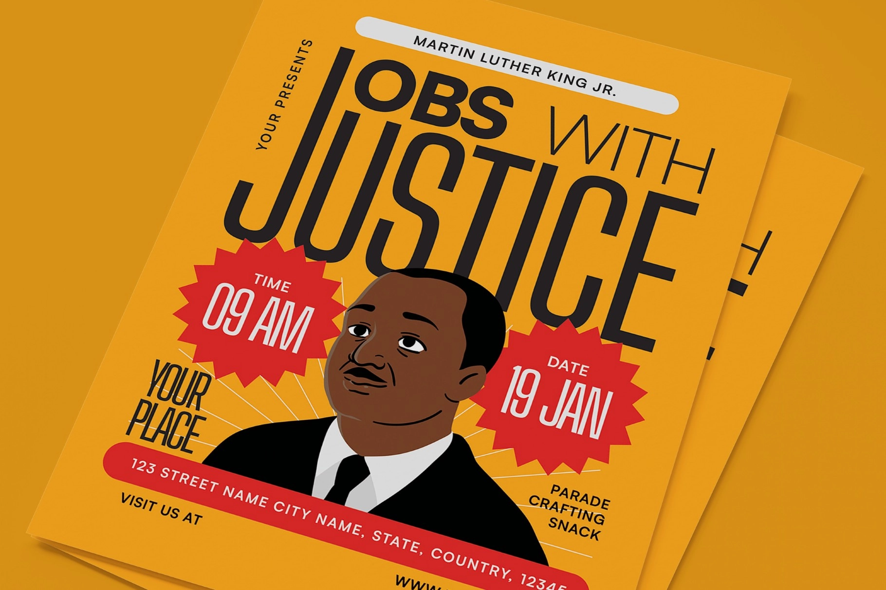 Yellow Martin Luther King Jr. Day Flyer