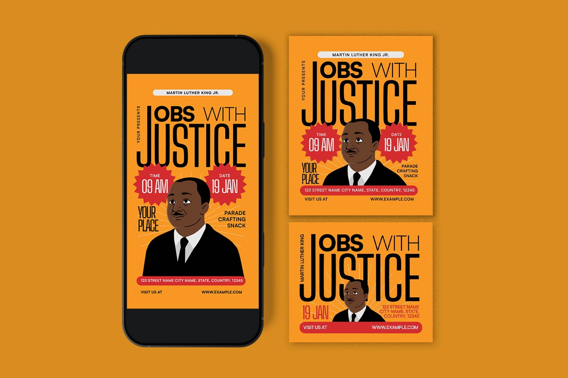 Yellow Martin Luther King Jr. Day Flyer