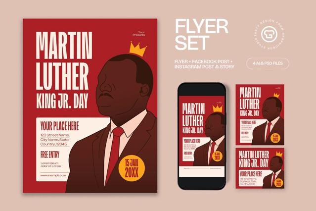 Red Flat Design Martin Luther King Jr. Day Flyer