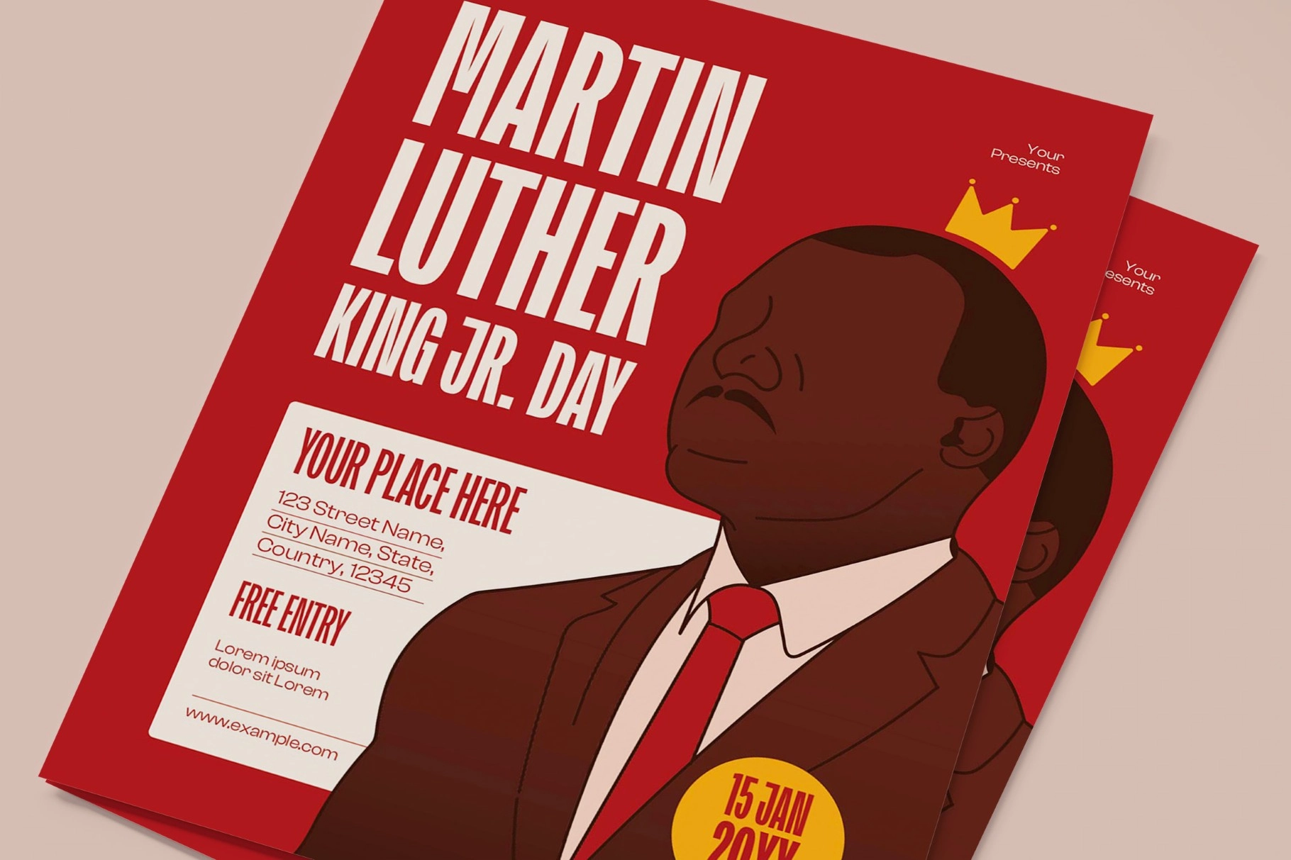 Red Flat Design Martin Luther King Jr. Day Flyer