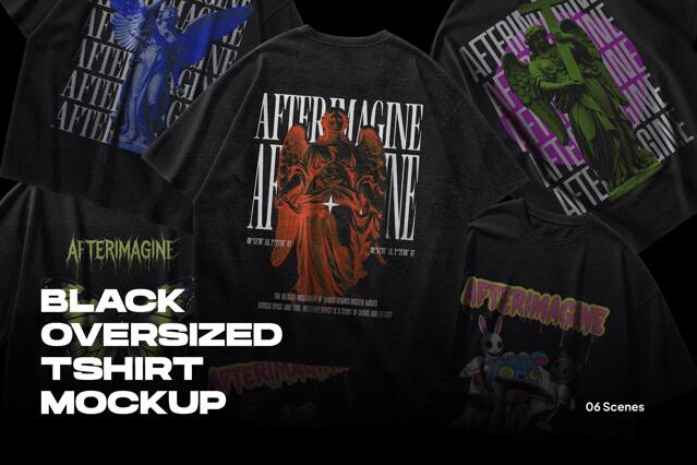Black Oversized Tshirt Mockups