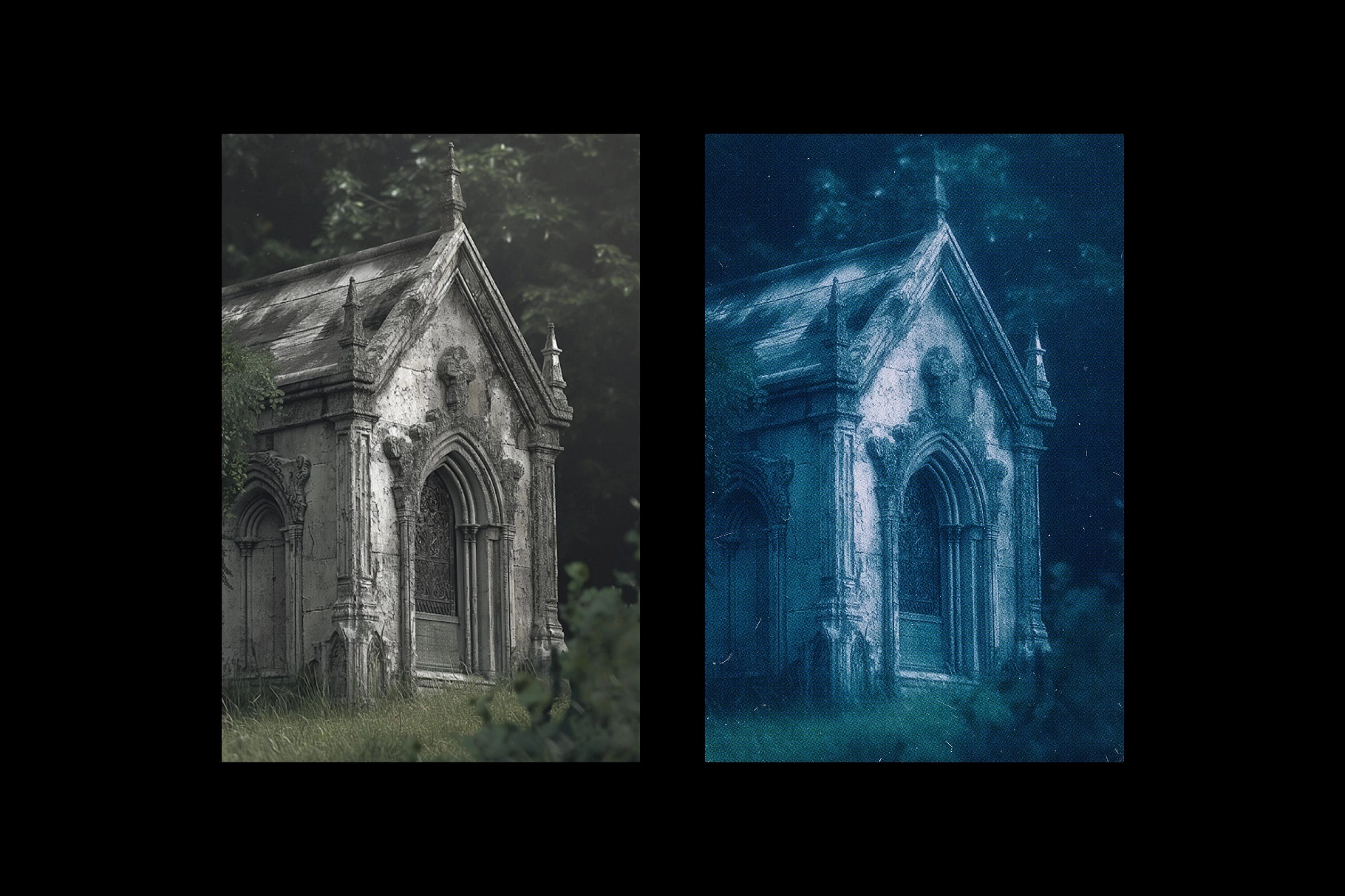 Cobalt Blue Postcard Photo Effect