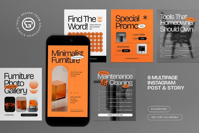 Orange Utilitarian Furniture Instagram Set