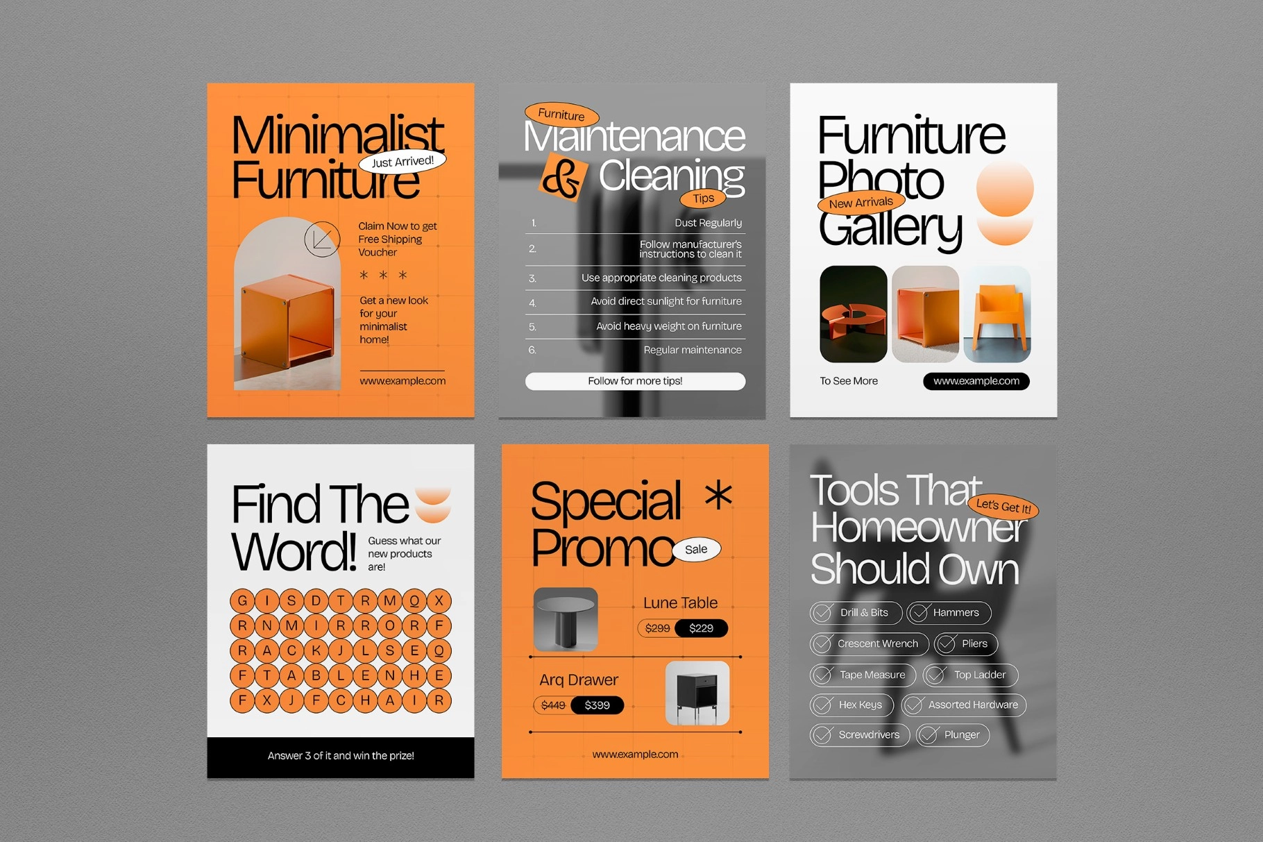 Orange Utilitarian Furniture Instagram Set
