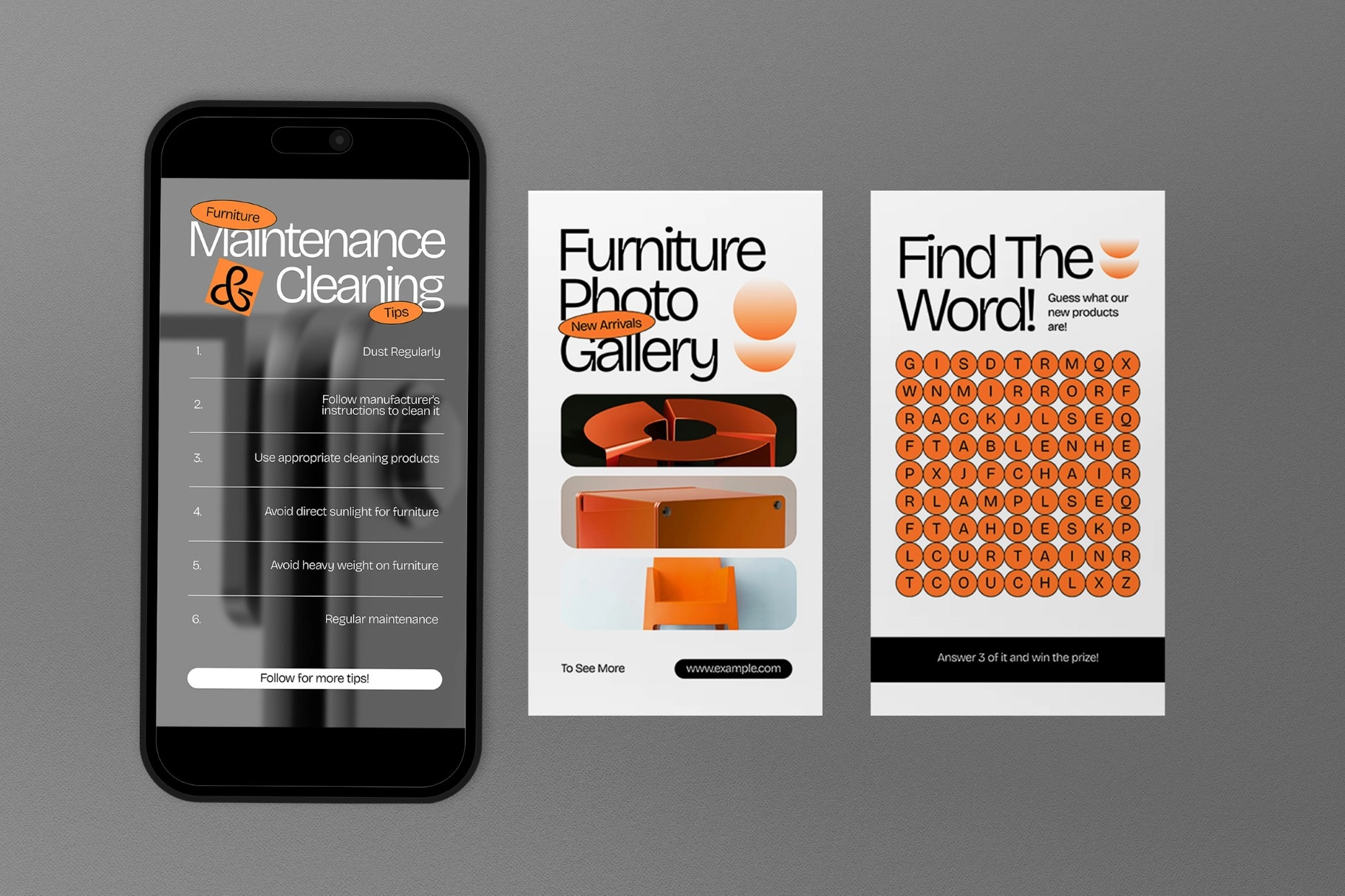 Orange Utilitarian Furniture Instagram Set