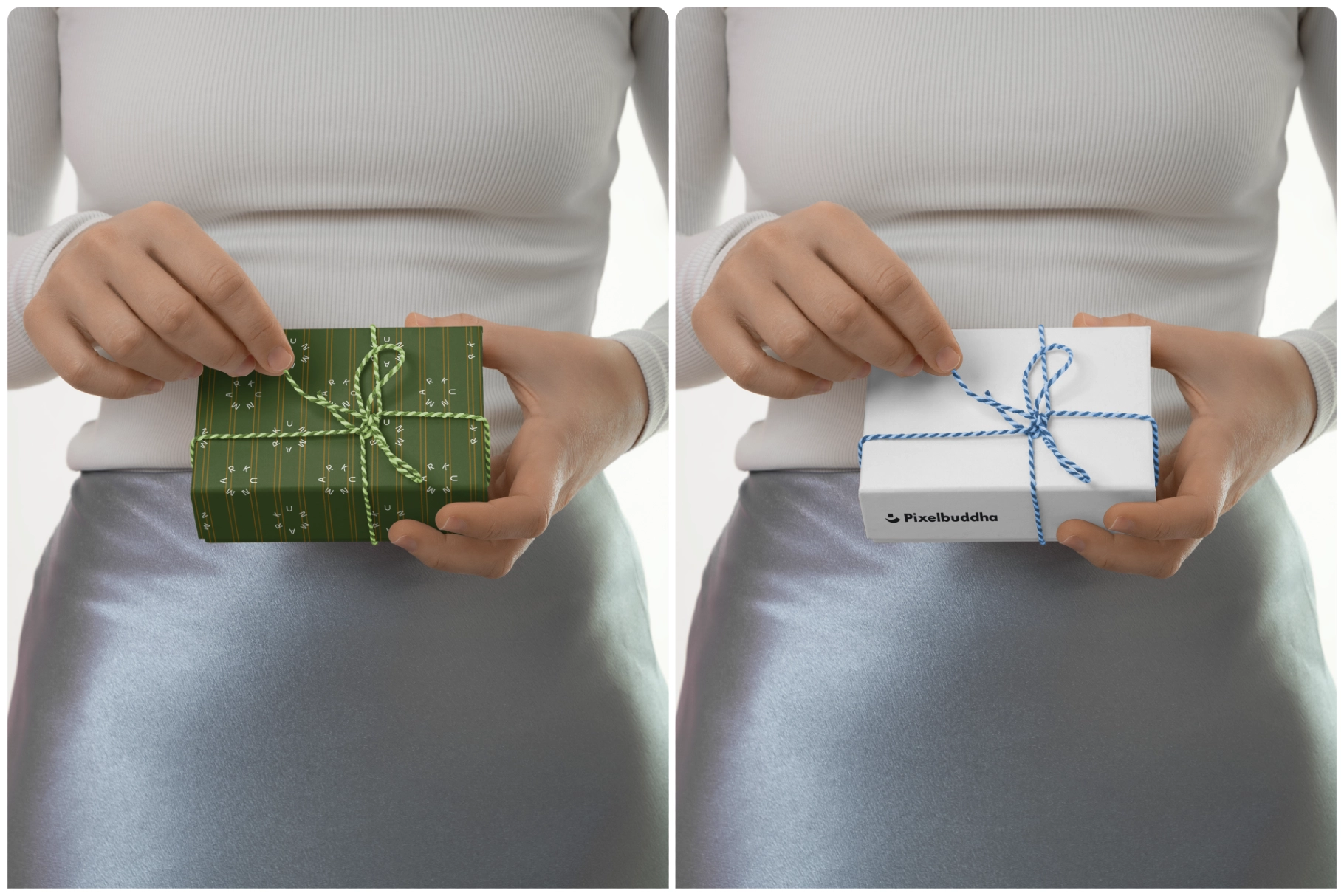 Gift Box with Ribbon Mockup