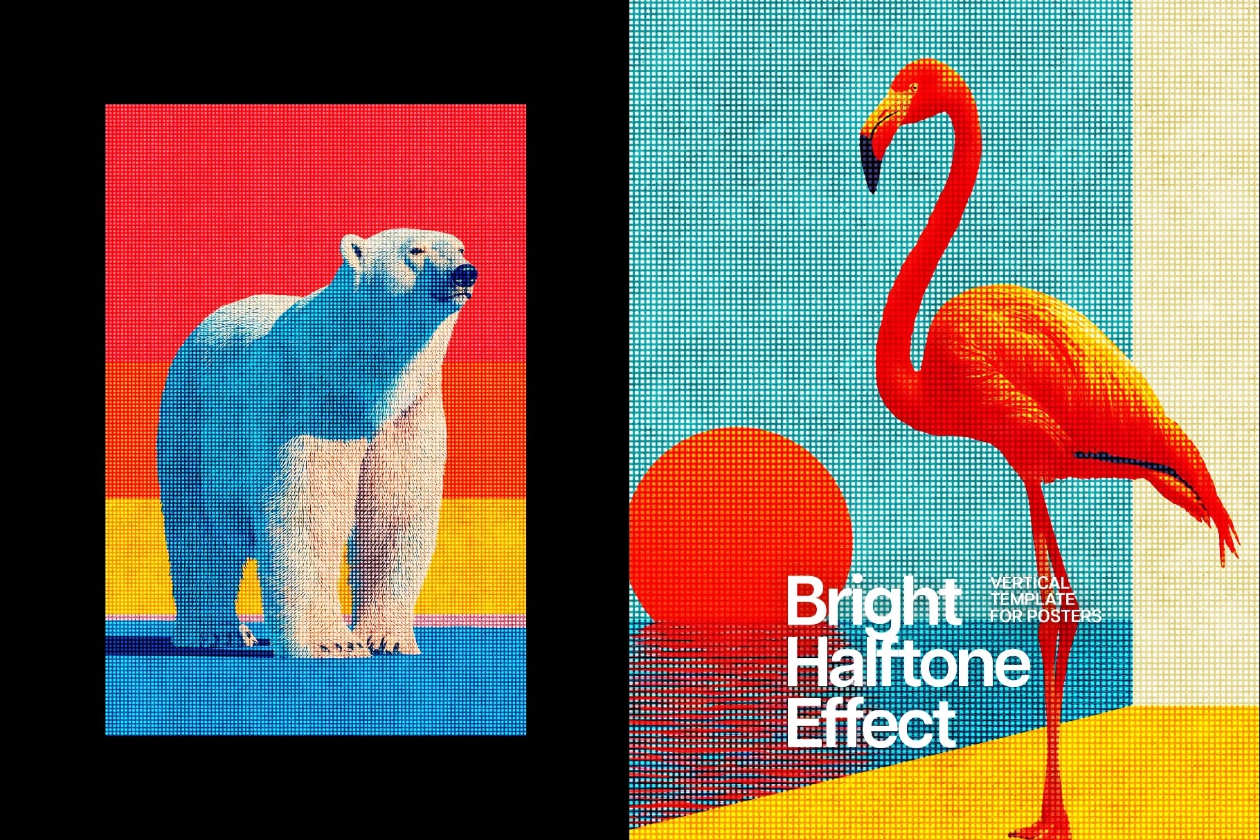 Square Halftone Poster Photo Effect