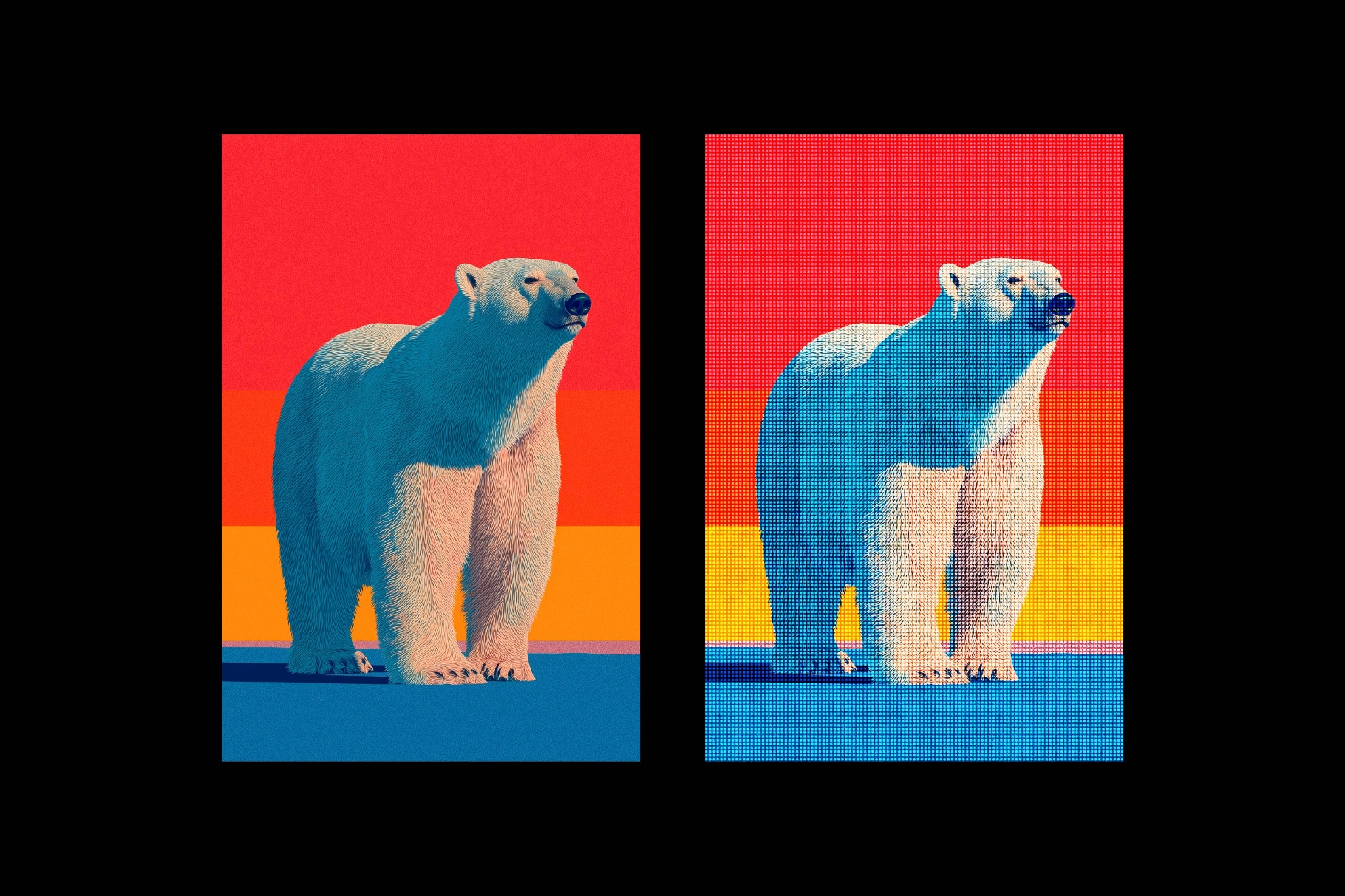 Square Halftone Poster Photo Effect