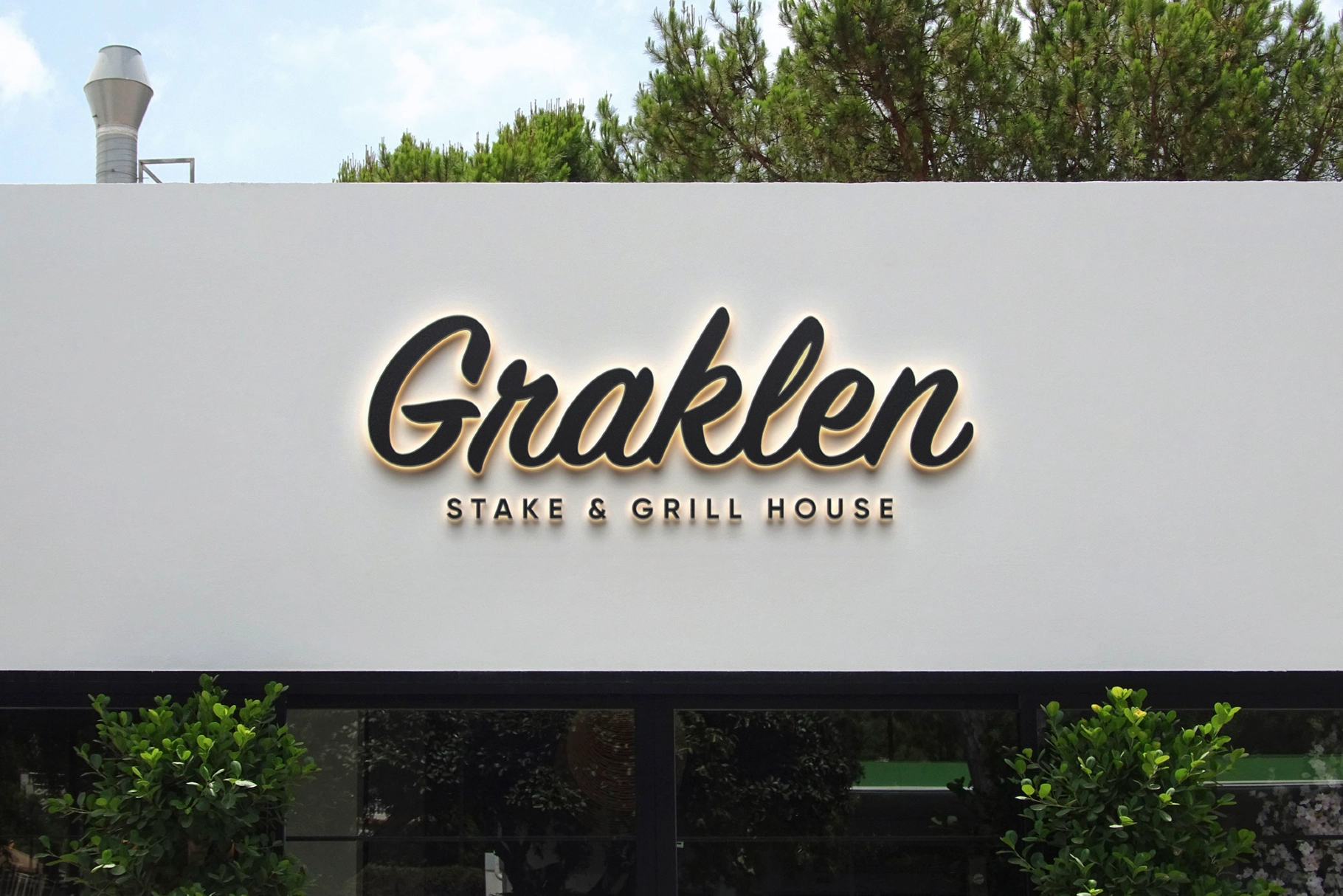 Restaurant Facade Sign Mockup