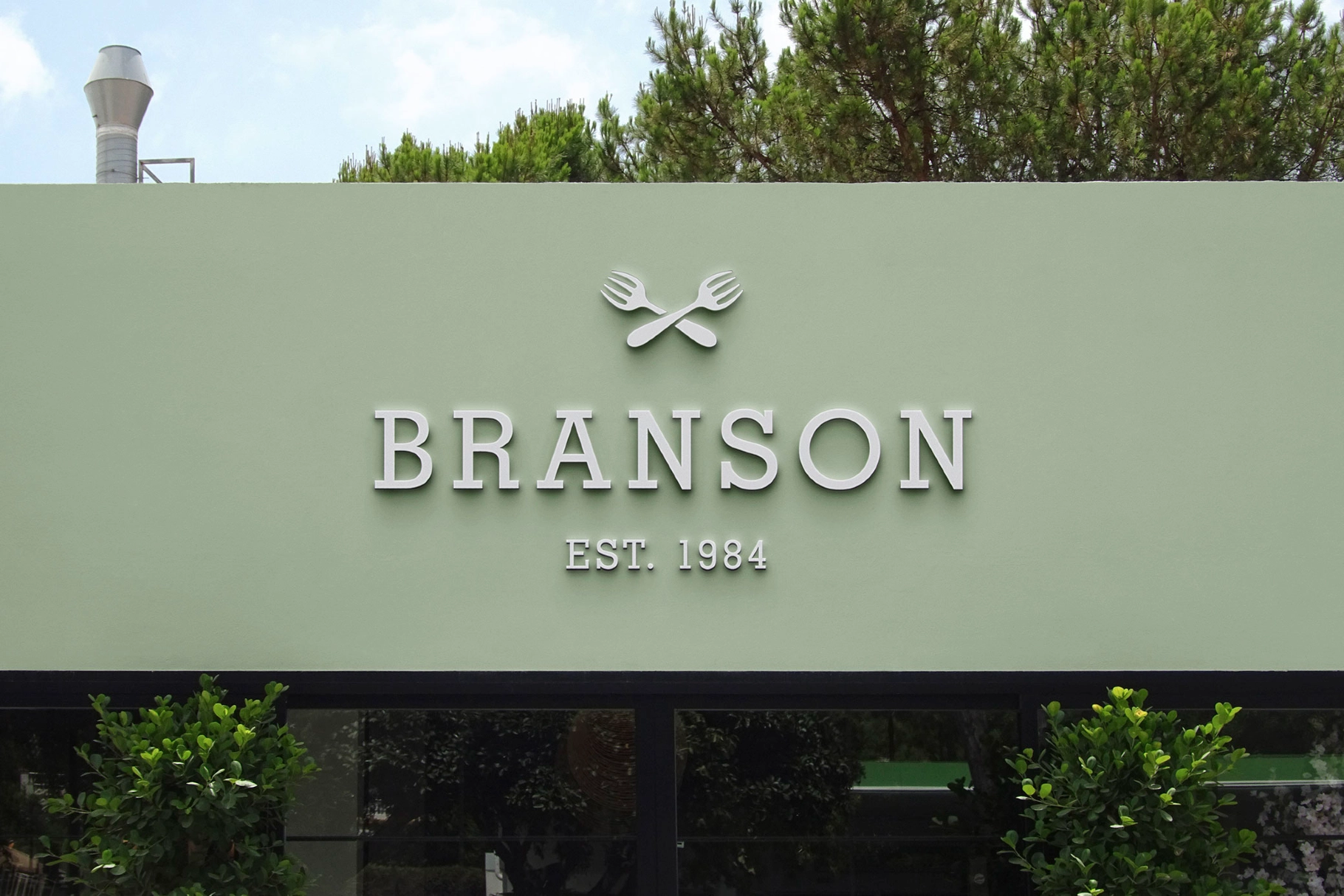 Restaurant Facade Sign Mockup