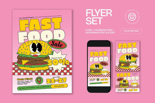 Yellow Fastfood Restaurant Promotion Flyer