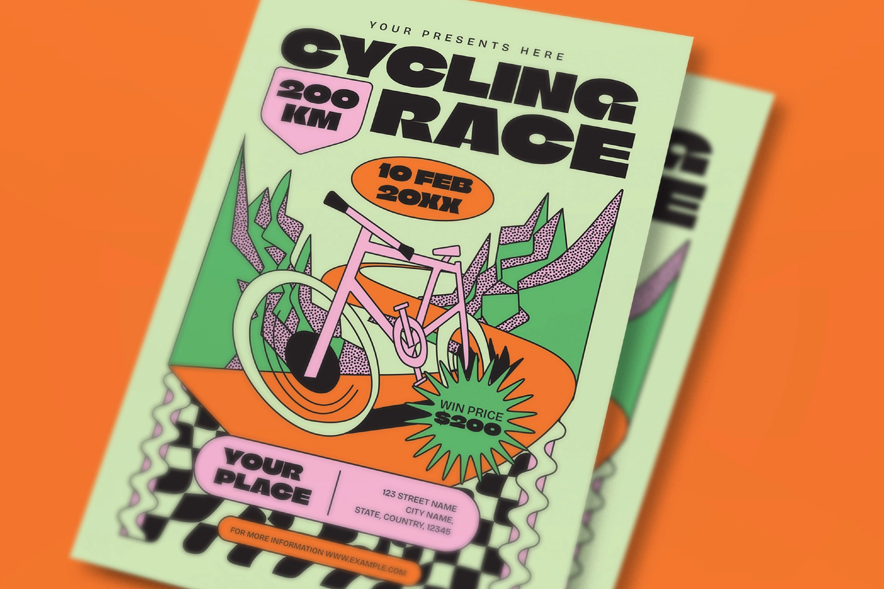 Orange Quirky Cycling Tournament Flyer