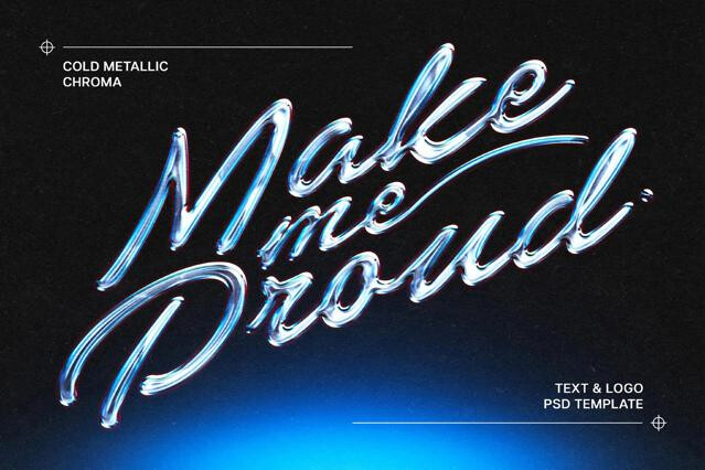 Cold Metallic Chrome Text Effect