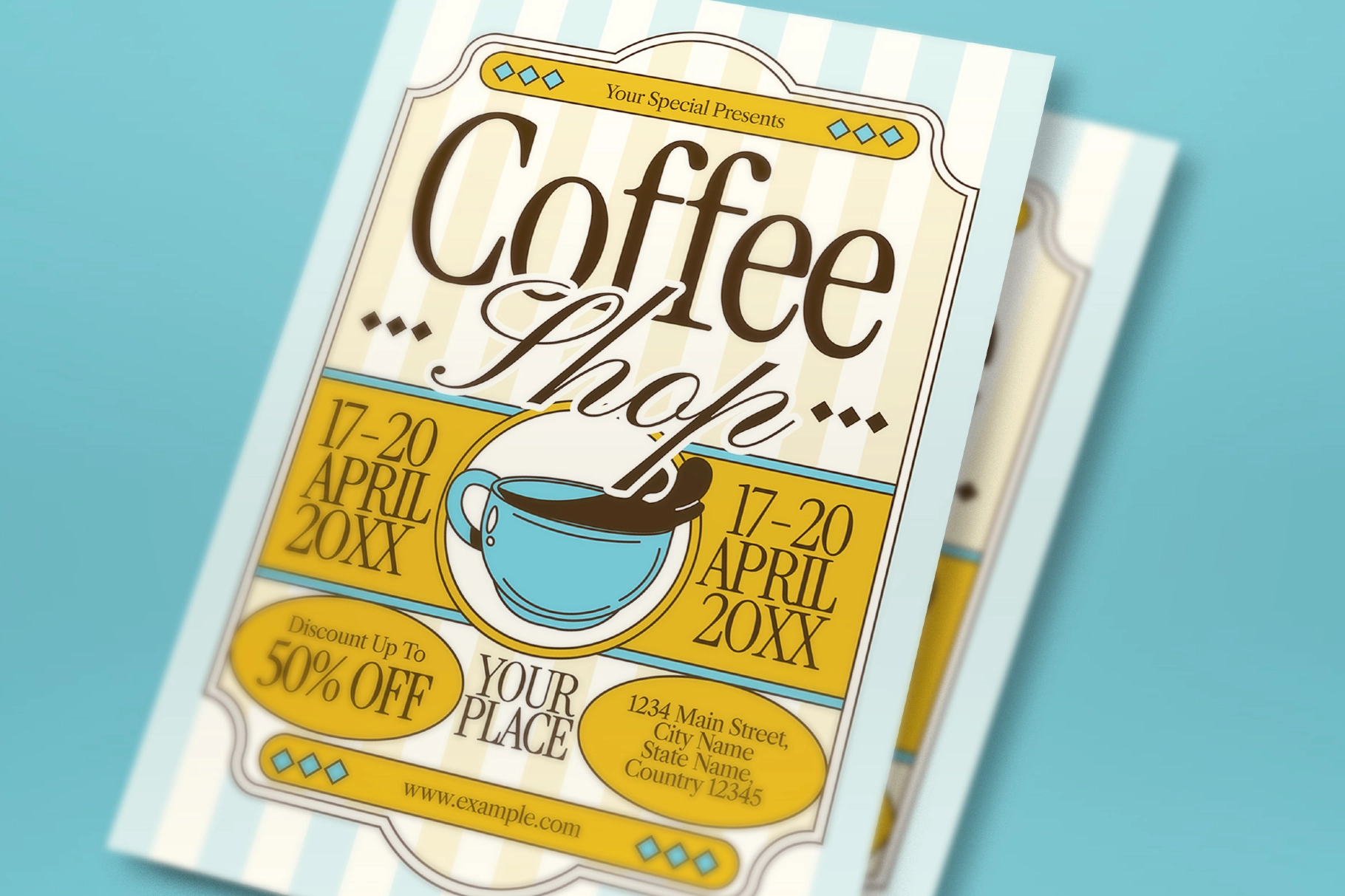 Blue Vintage Coffee Shop Promotion Flyer