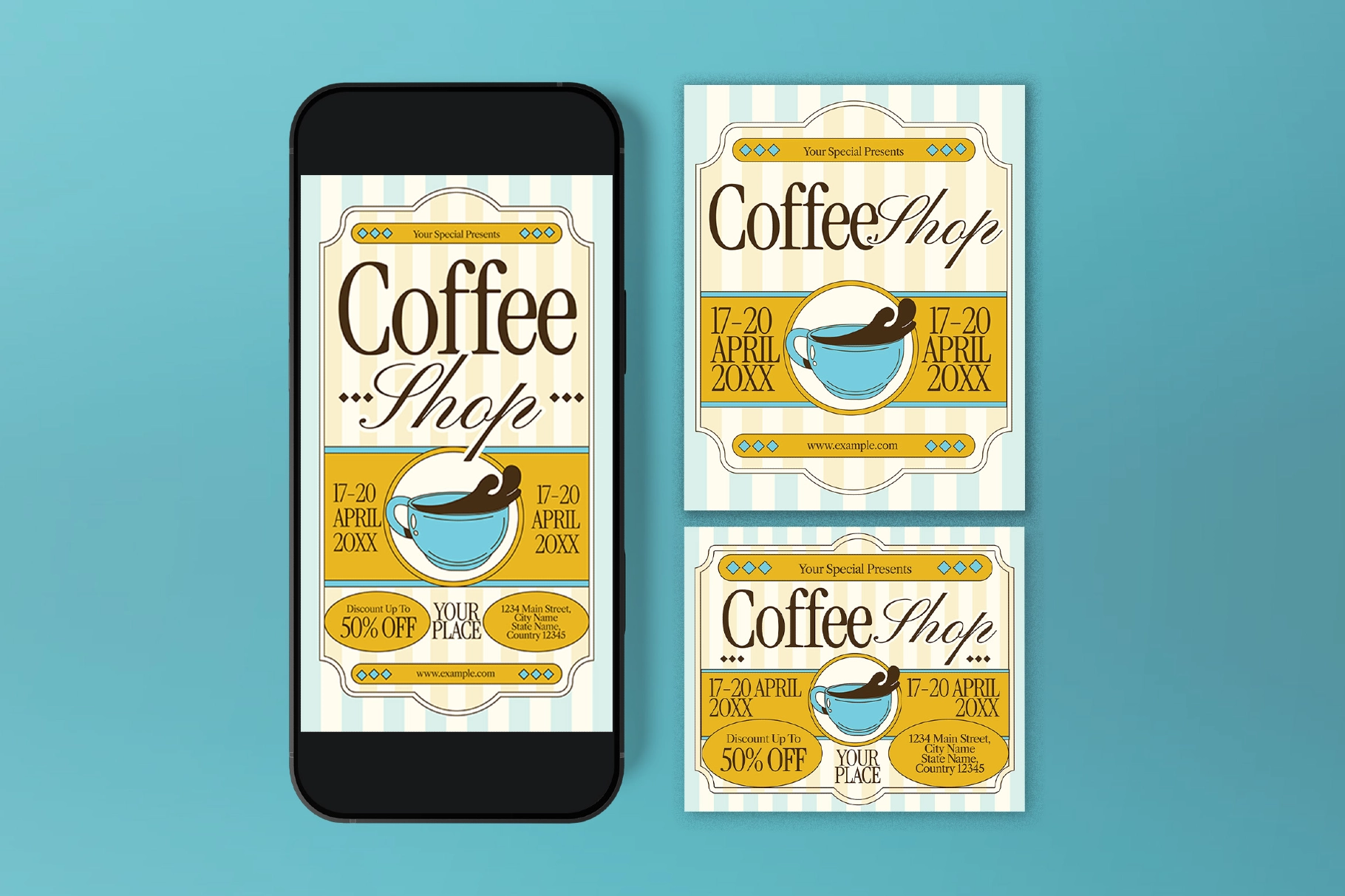 Blue Vintage Coffee Shop Promotion Flyer