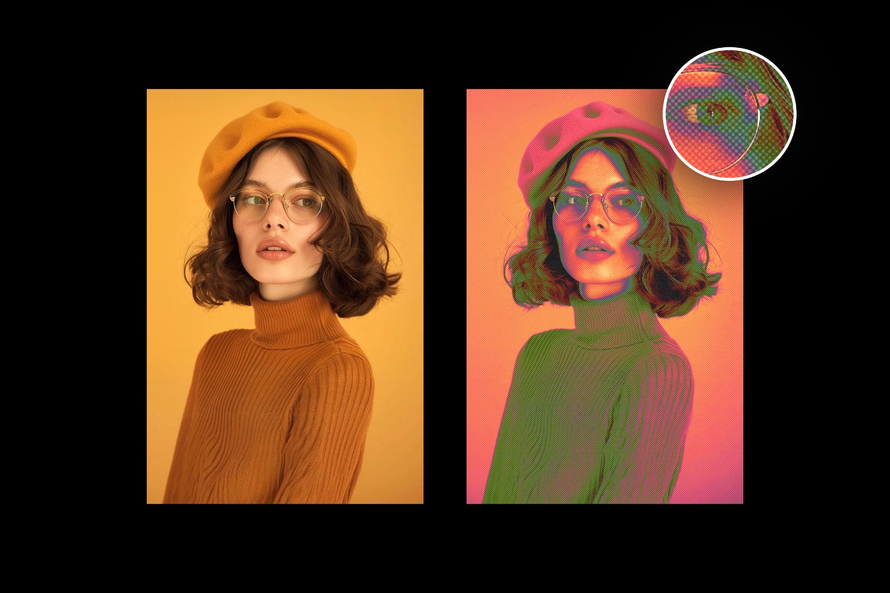 Faded Halftone Magazine Photo Effect