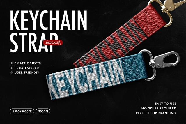 Textile Strap Keychain Mockup