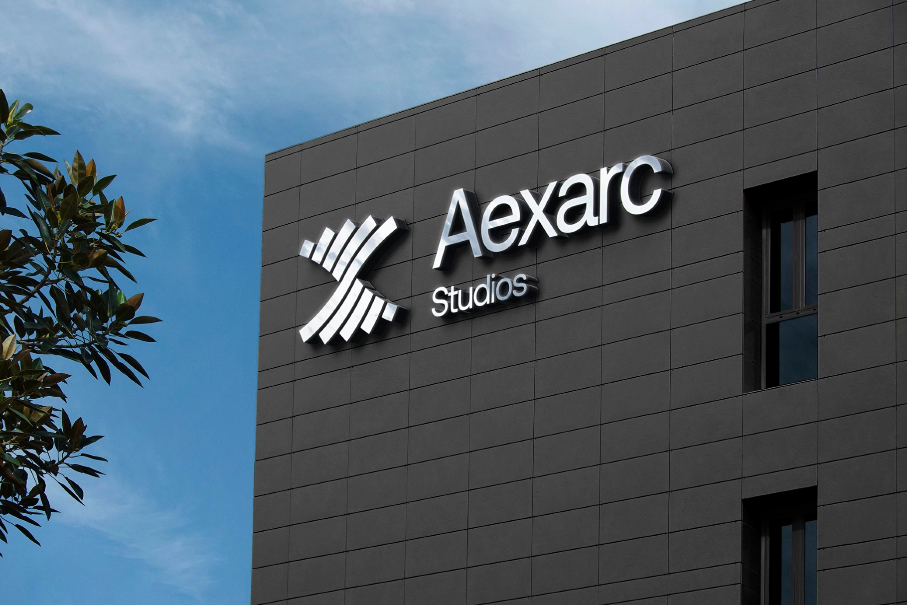 Corporate Tower Facade Sign Mockup