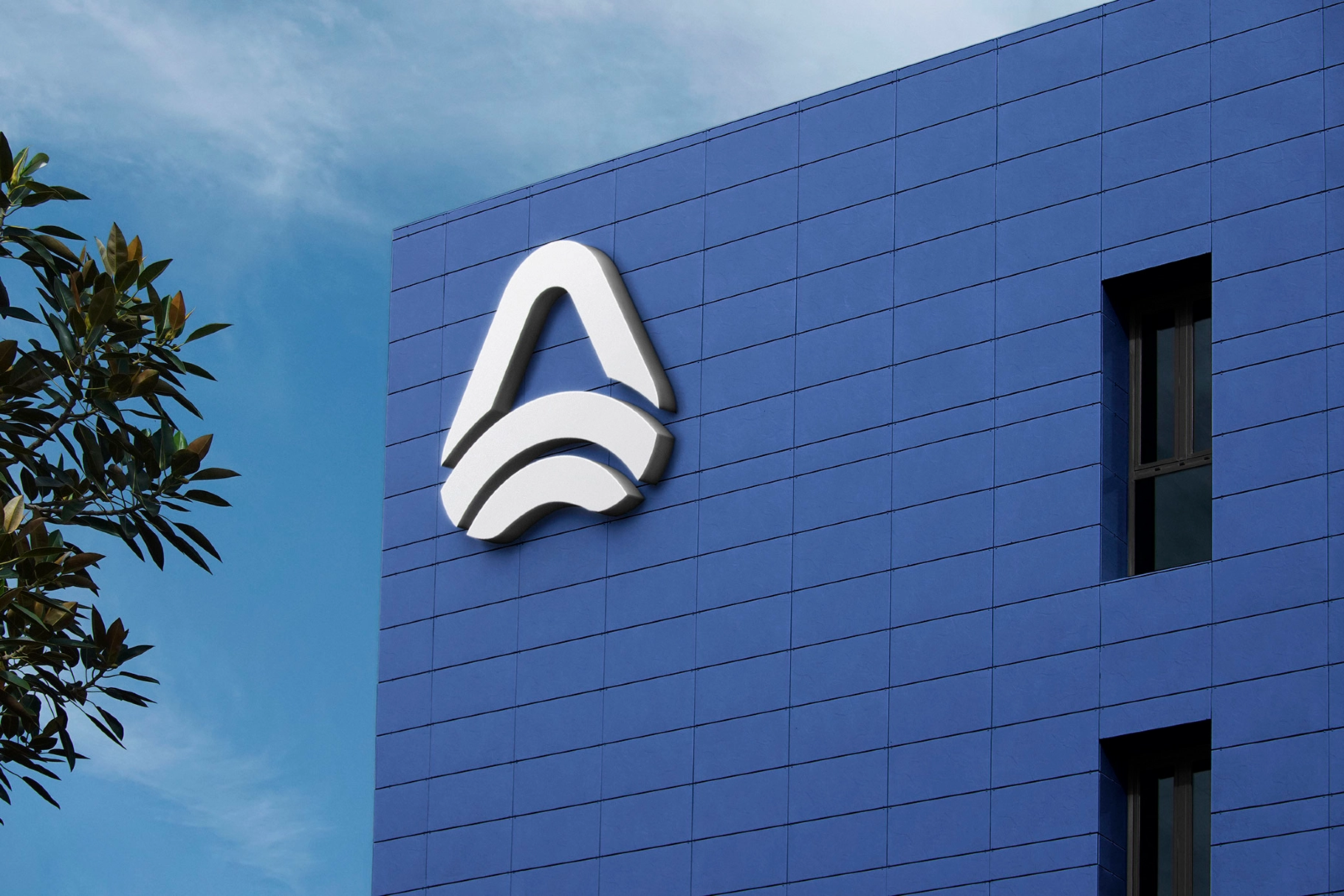 Corporate Tower Facade Sign Mockup