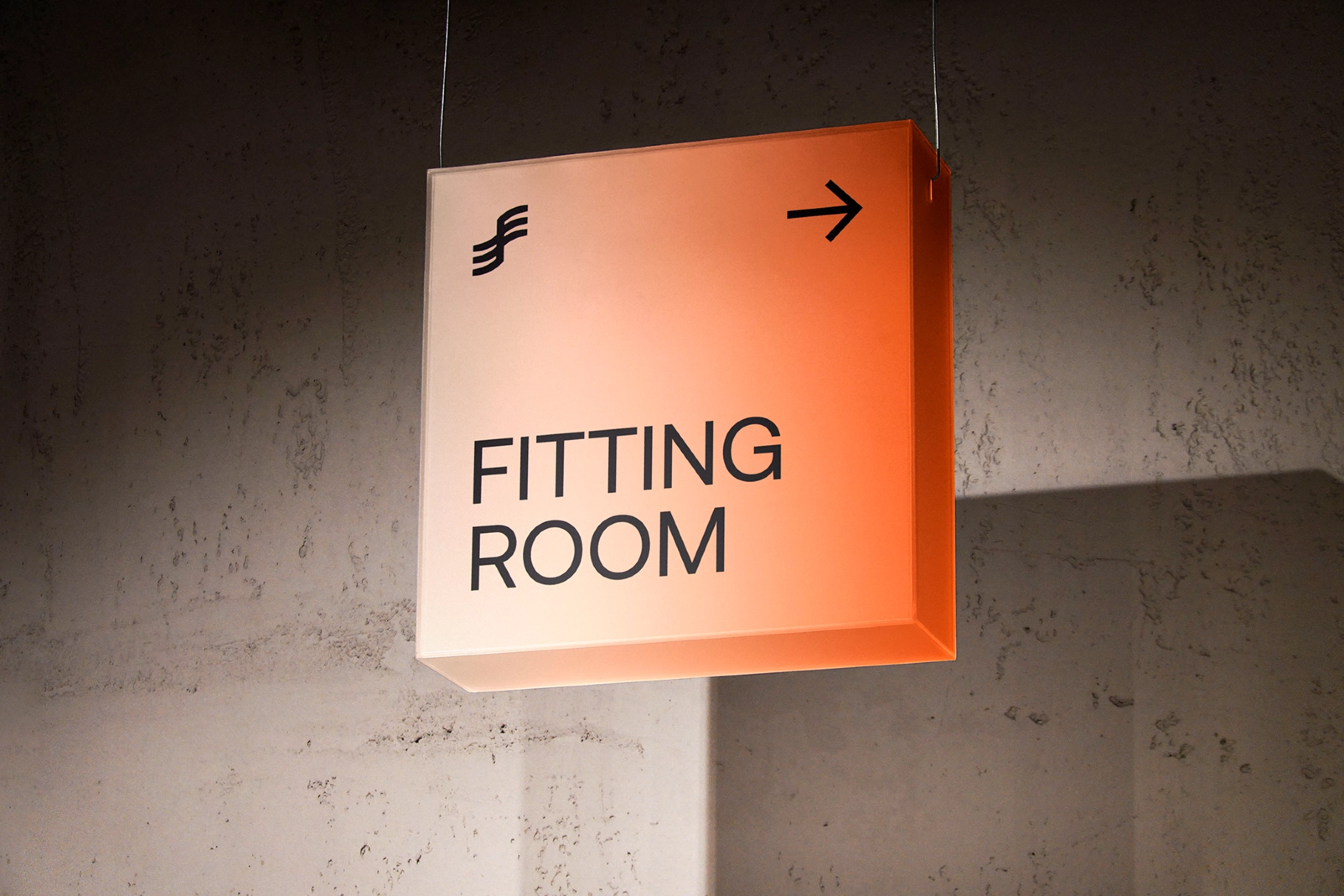 Suspended Square Wayfinding Sign Mockup