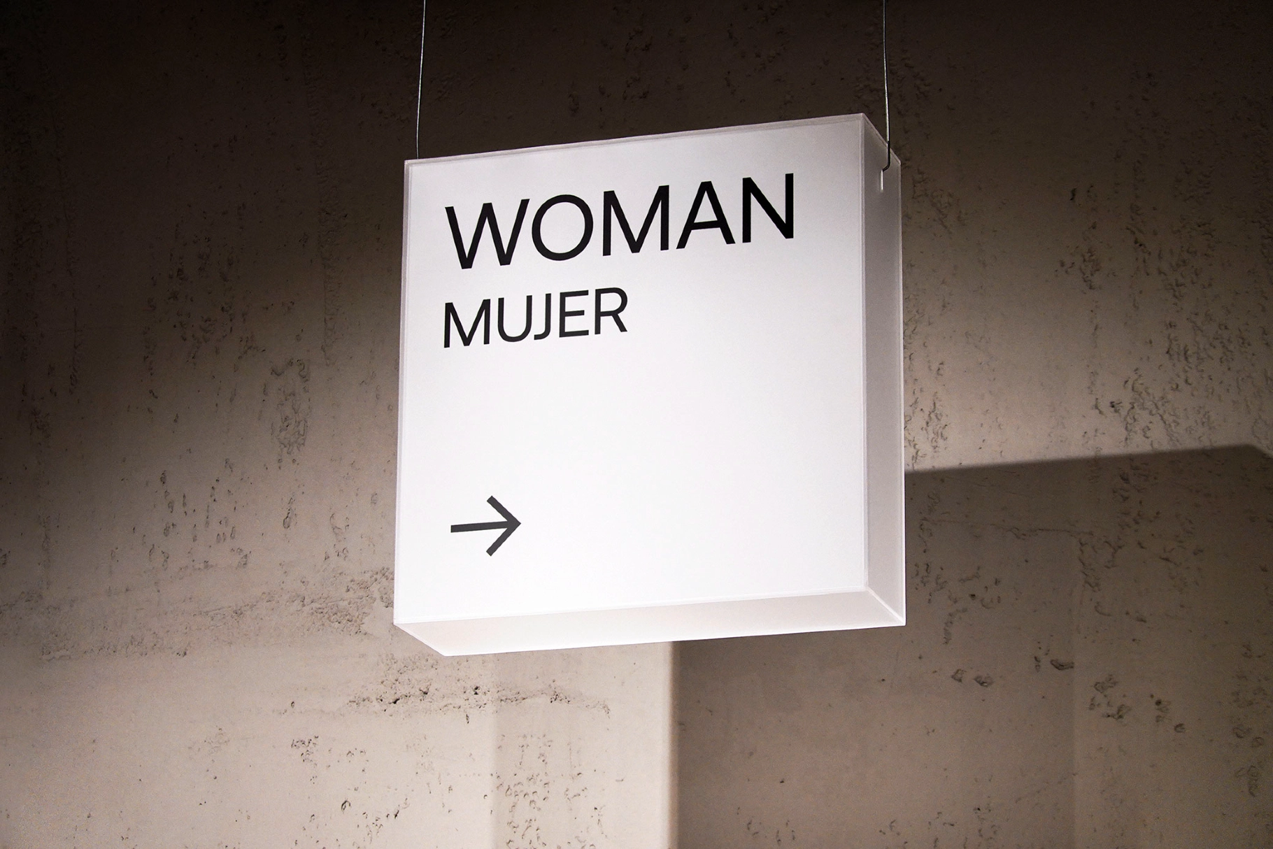 Suspended Square Wayfinding Sign Mockup