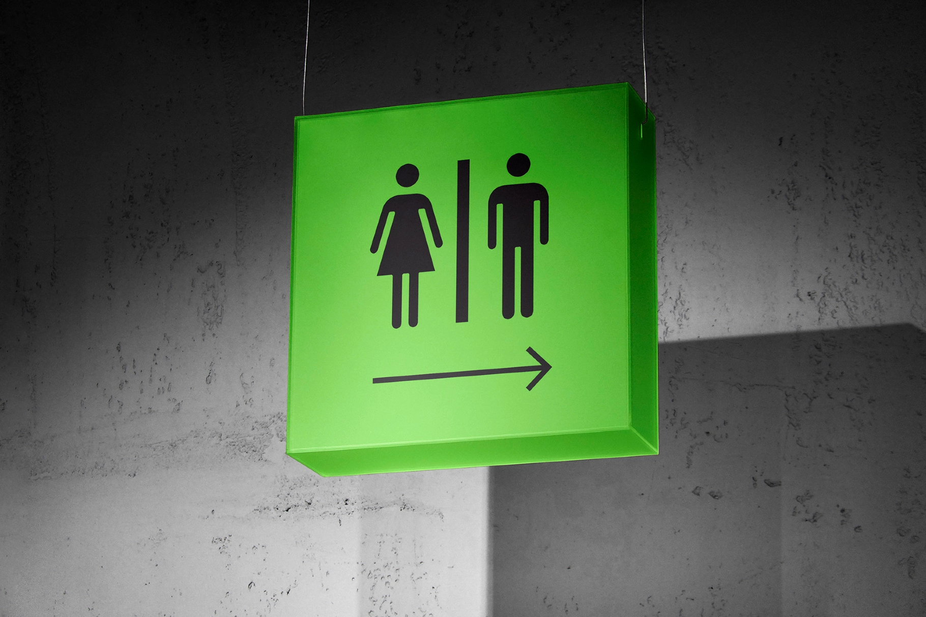 Suspended Square Wayfinding Sign Mockup