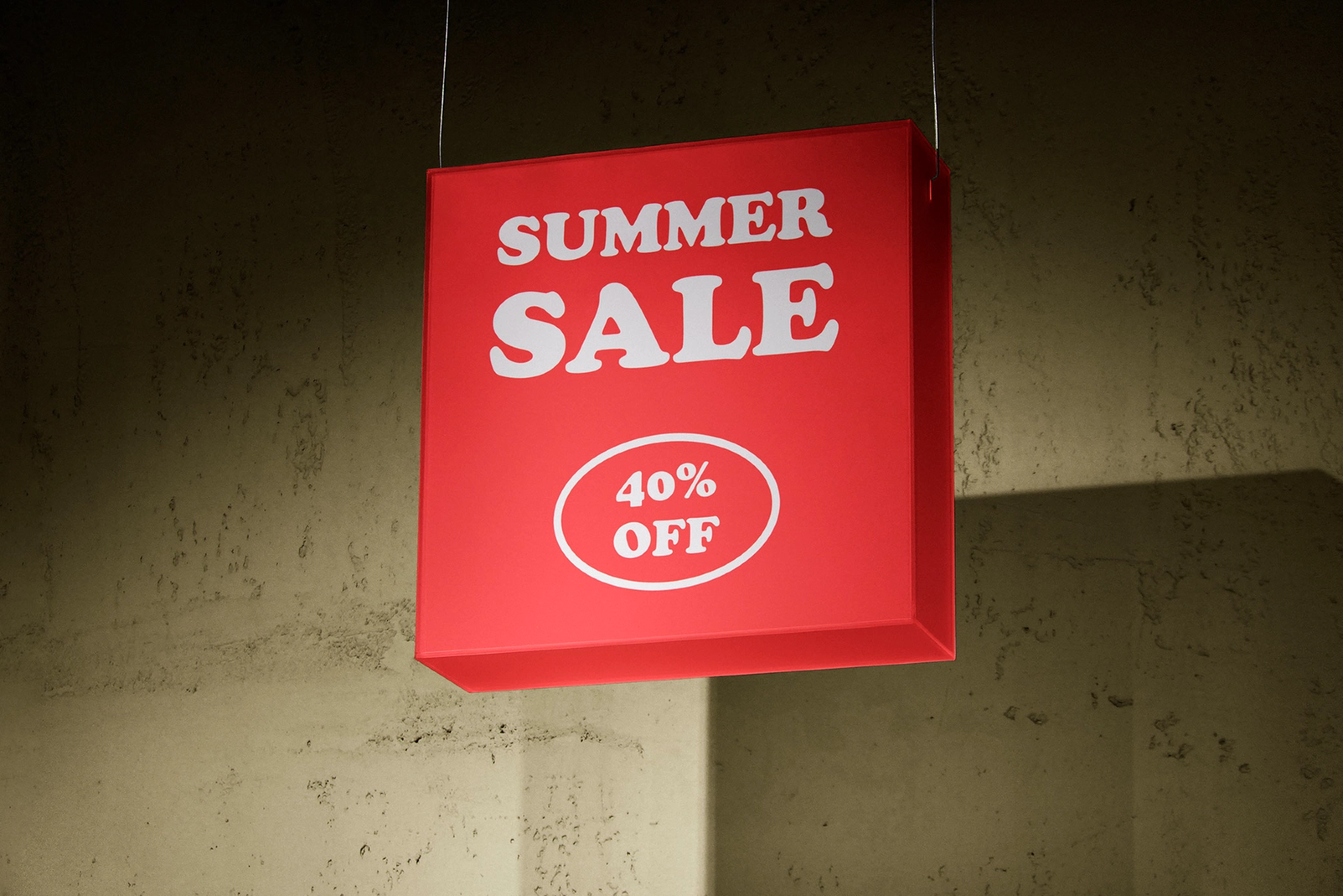 Suspended Square Wayfinding Sign Mockup