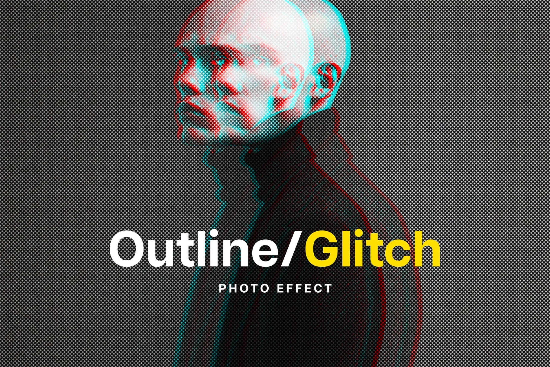 Outline Glitch Halftone Photo Effect