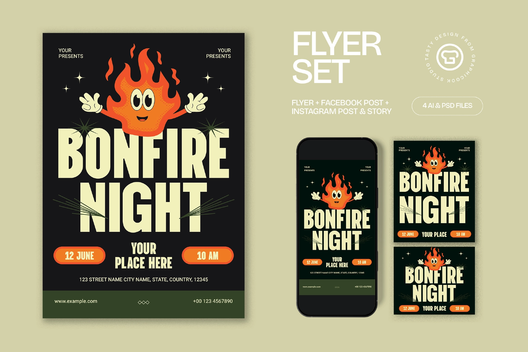 Black Bold Bonfire Night Flyer