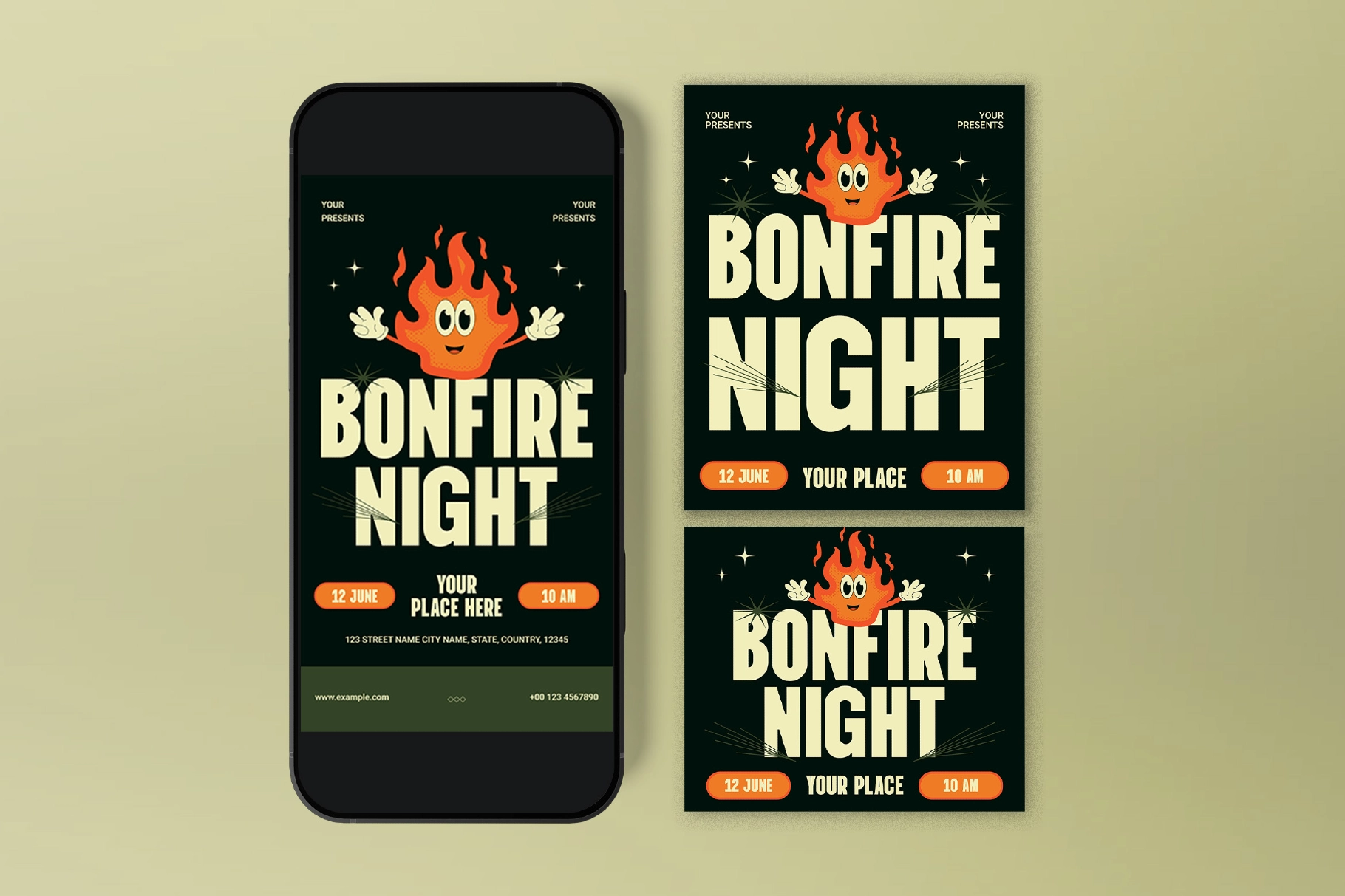 Black Bold Bonfire Night Flyer