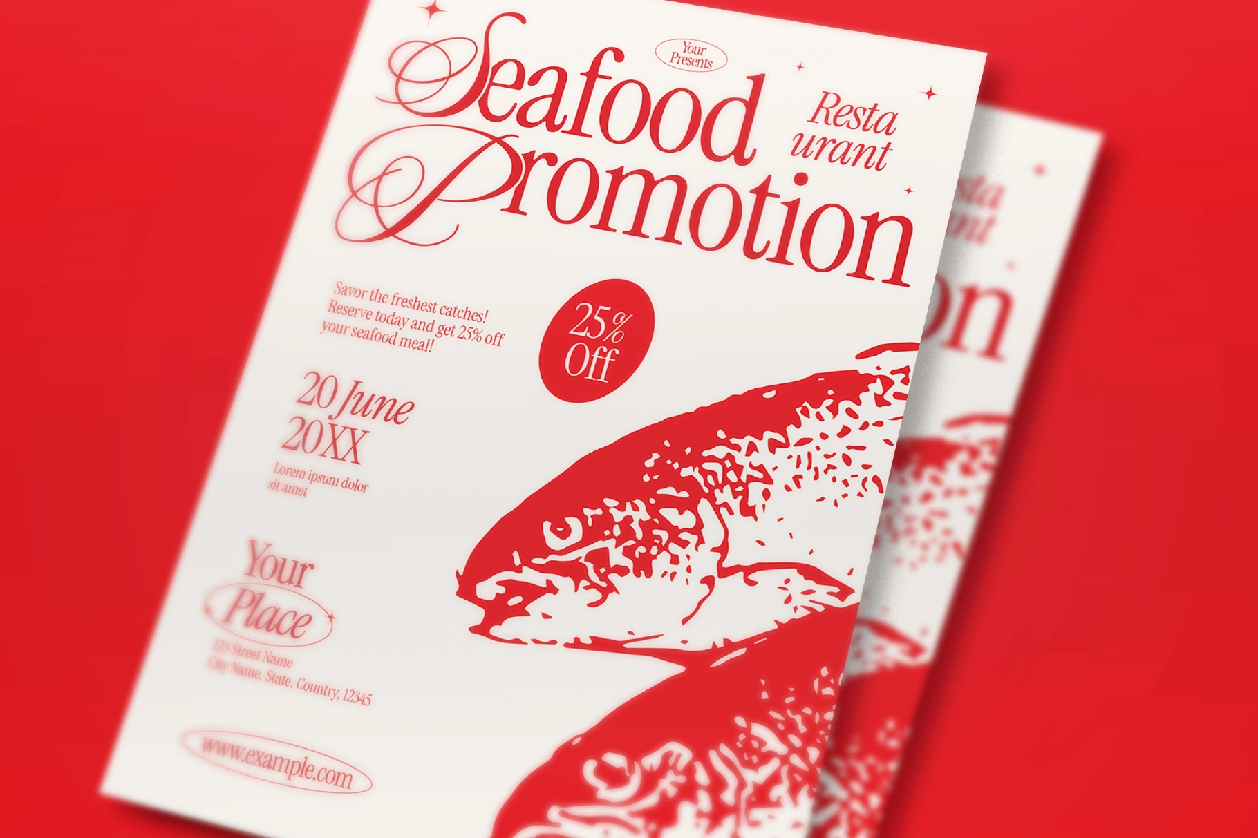 Red Seafood Restaurant Promotion Flyer