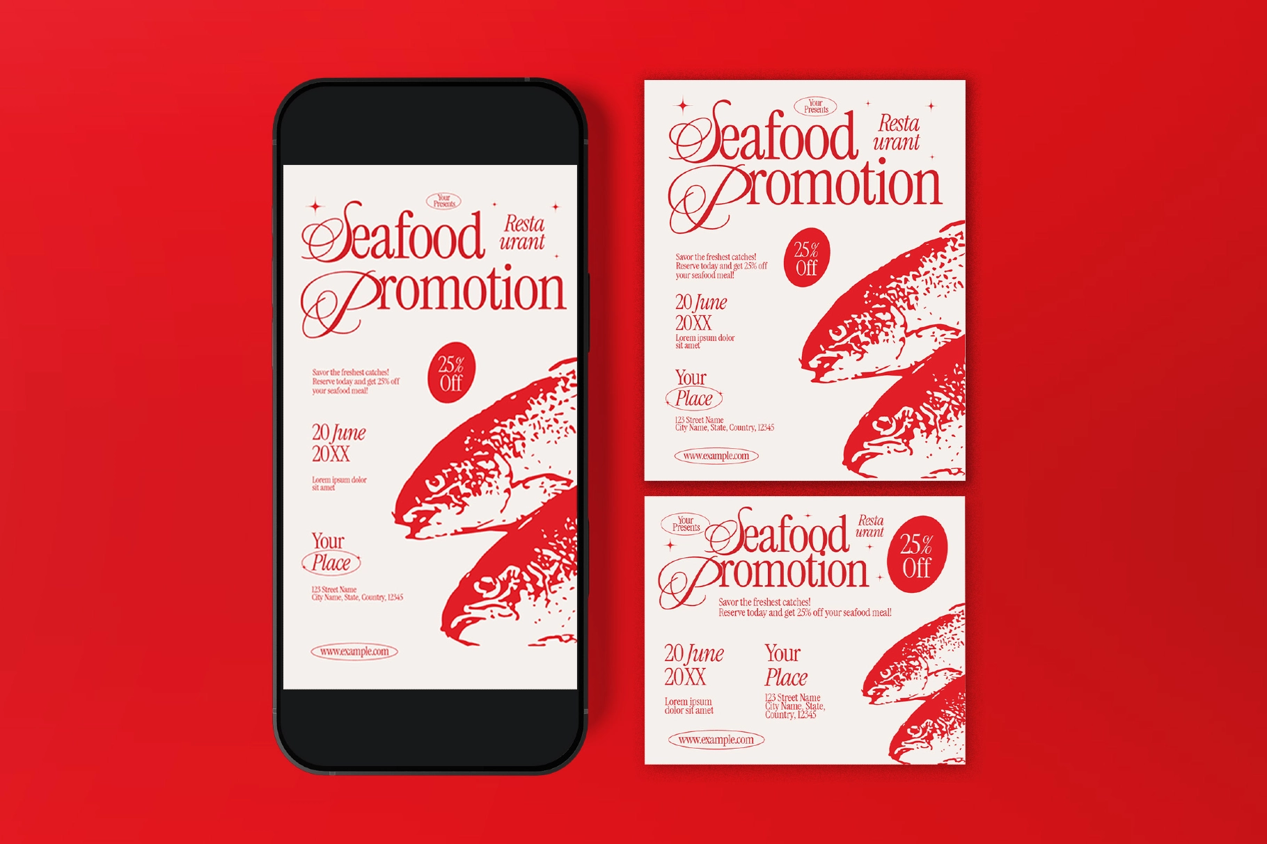 Red Seafood Restaurant Promotion Flyer