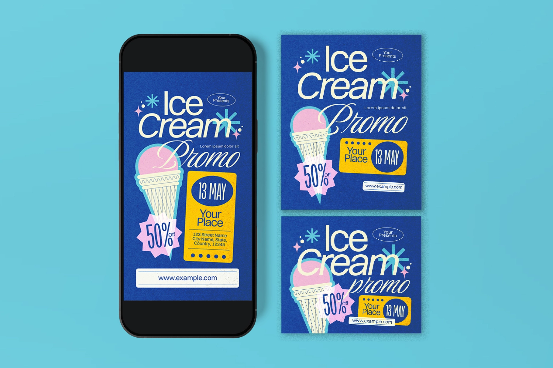 Blue Scrapbooking Ice Cream Promo Flyer
