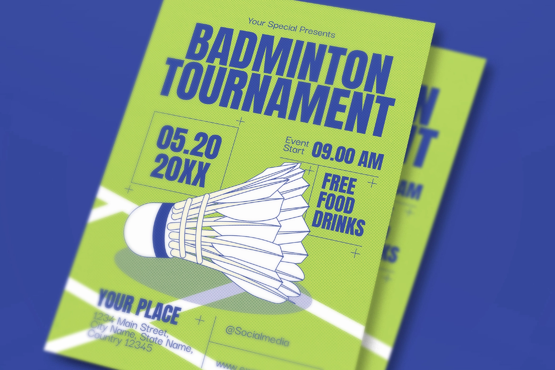 Green Bold Badminton Tournament Flyer