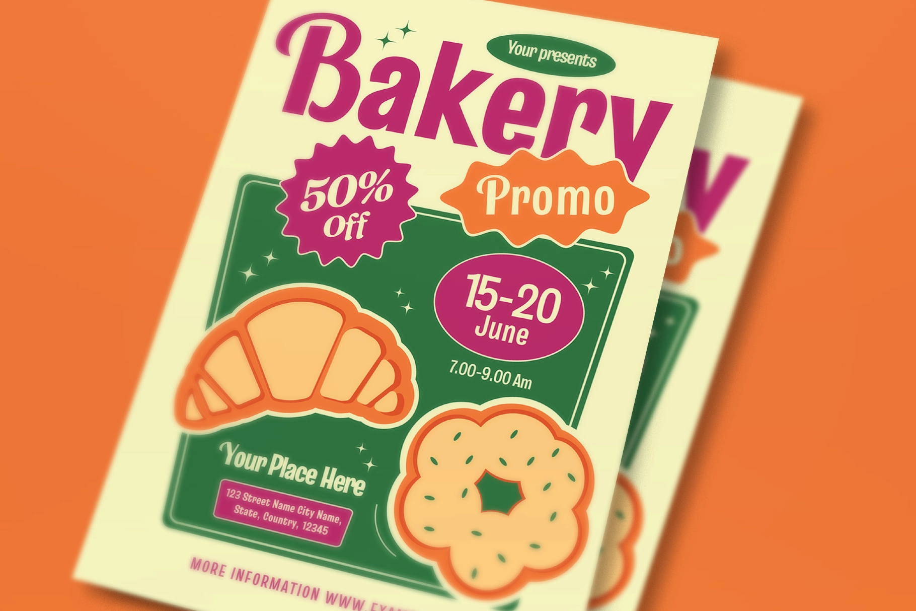 Pink And Geen Bakery Promo Flyer