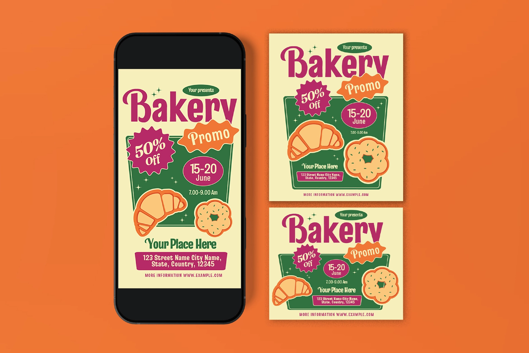 Pink And Geen Bakery Promo Flyer