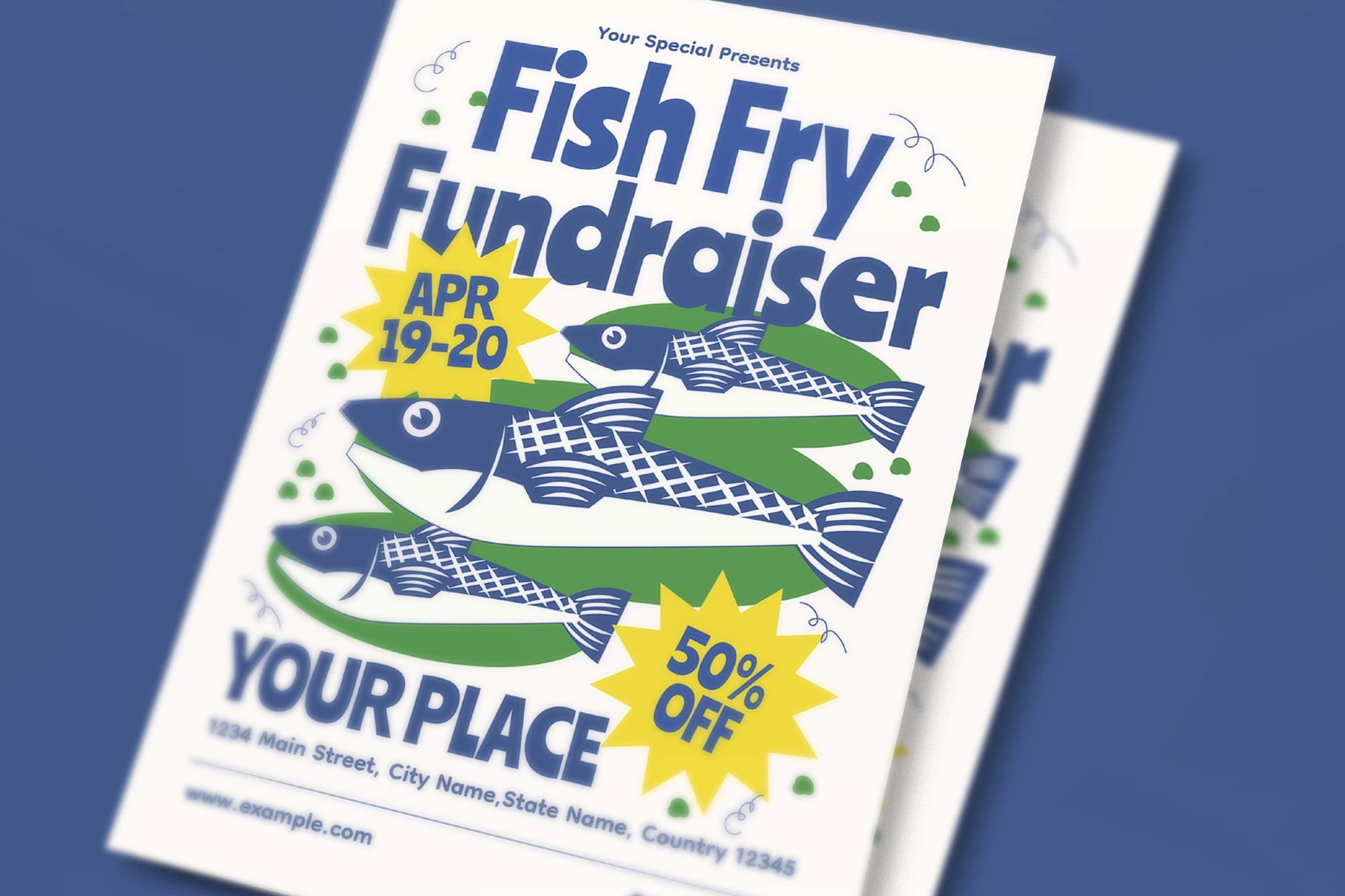 White Quirky Fish Fry Fundraiser Flyer