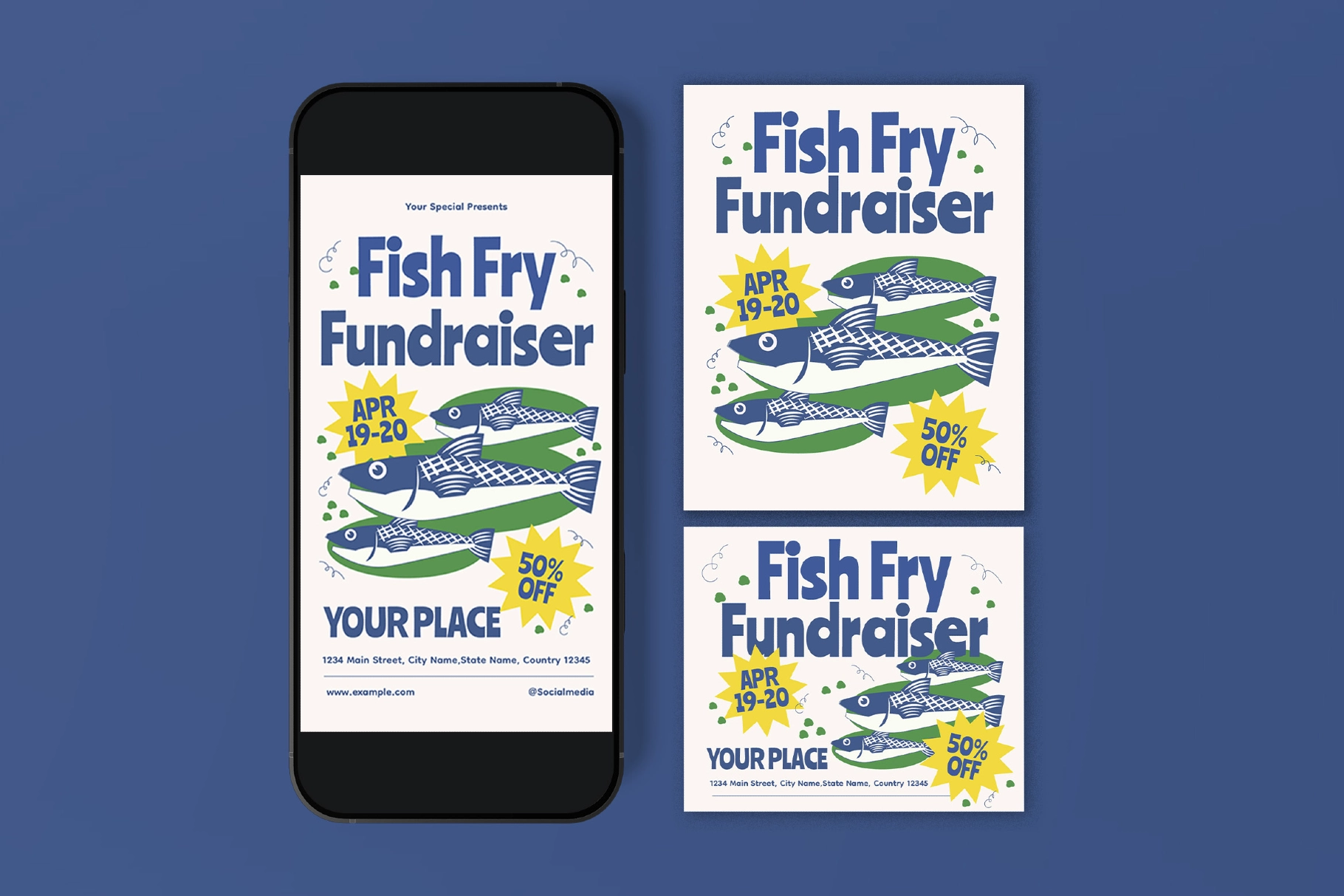 White Quirky Fish Fry Fundraiser Flyer