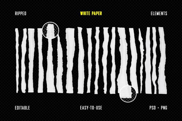 20 Ripped White Paper Elements