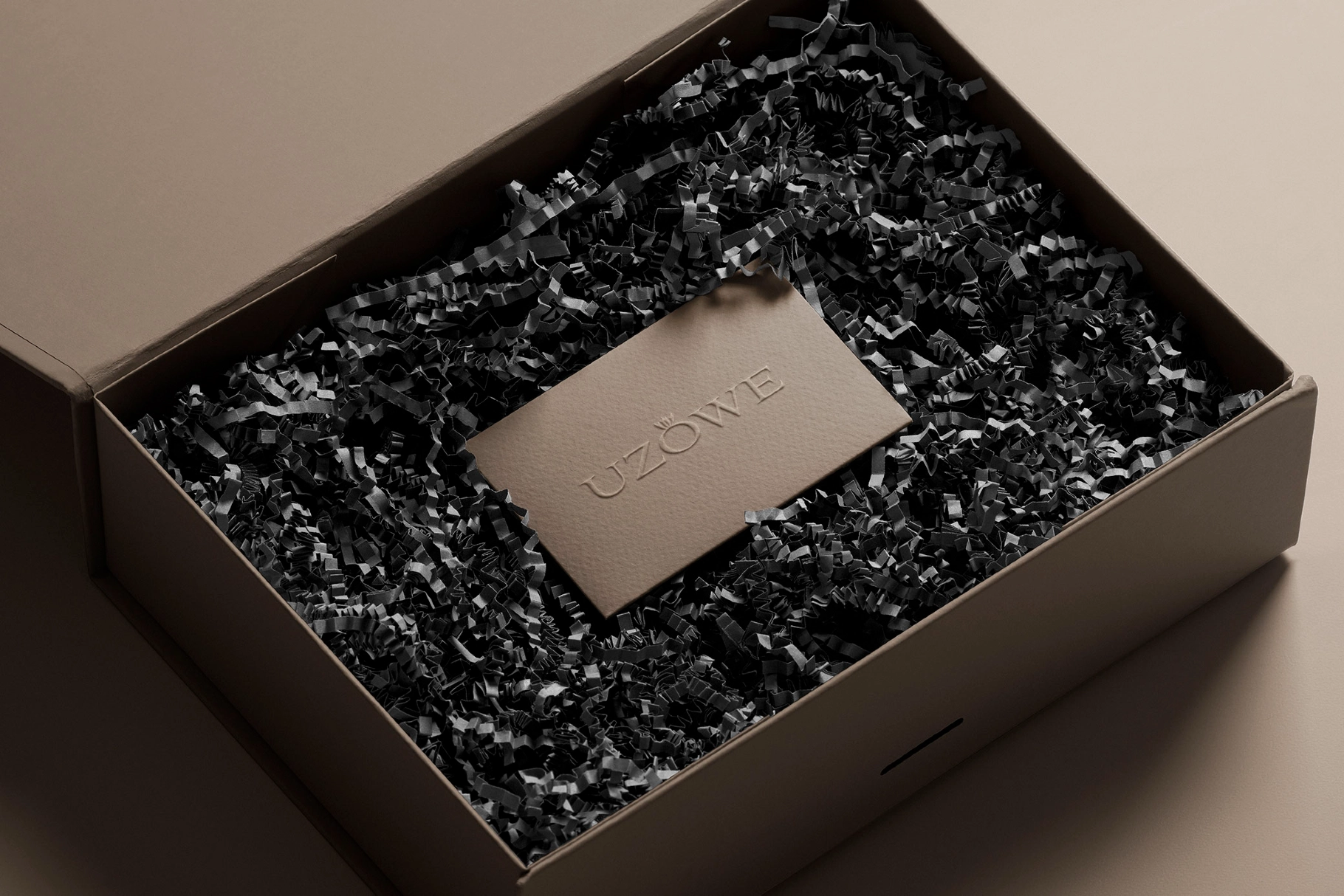 Crinkle Fill Gift Box & Card Mockup