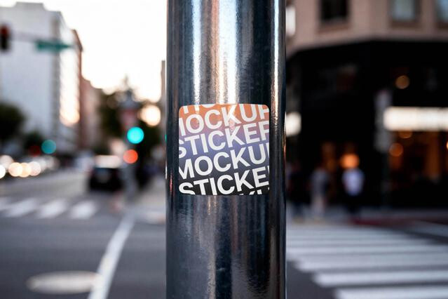 Steel Pole Sticker Mockup