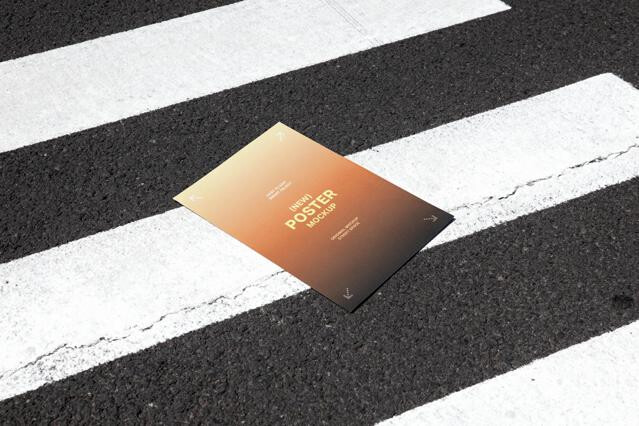 Outdoor Poster Mockup on Crosswalk Lane