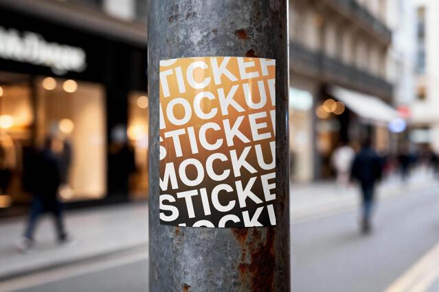 Utility Pole Sticker Mockup