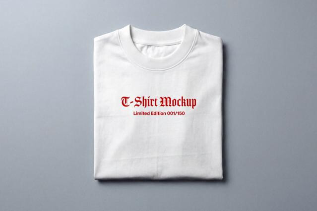 Folded Crewneck T-Shirt Mockup