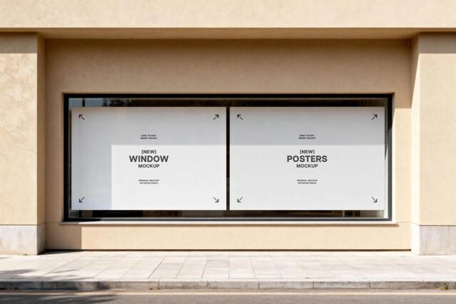 Double Storefront Posters Mockup