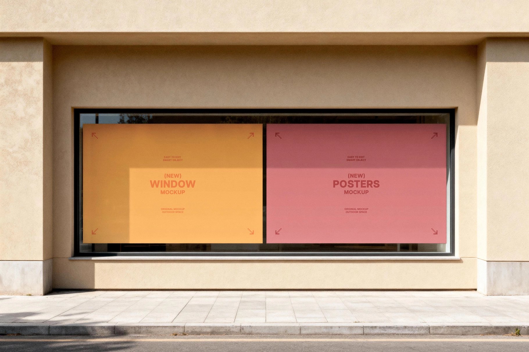 Double Storefront Posters Mockup