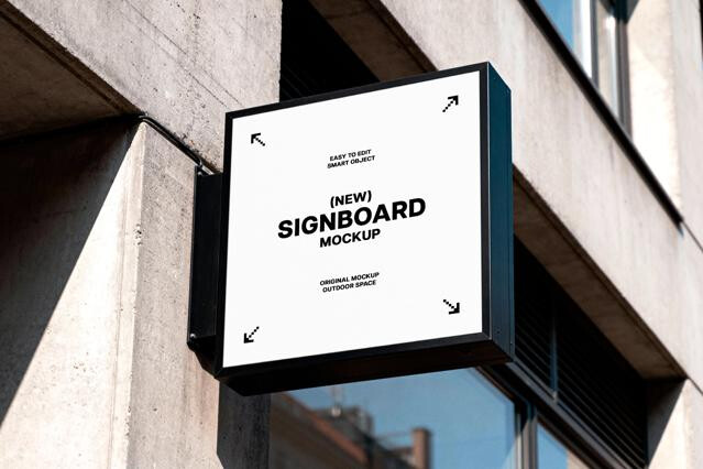 Square Box Sign Mockup