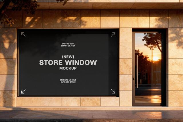 Limestone Facade Window Mockup