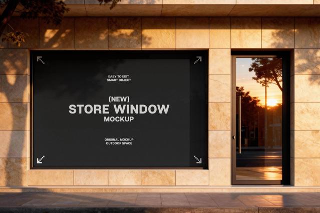 Limestone Facade Window Mockup